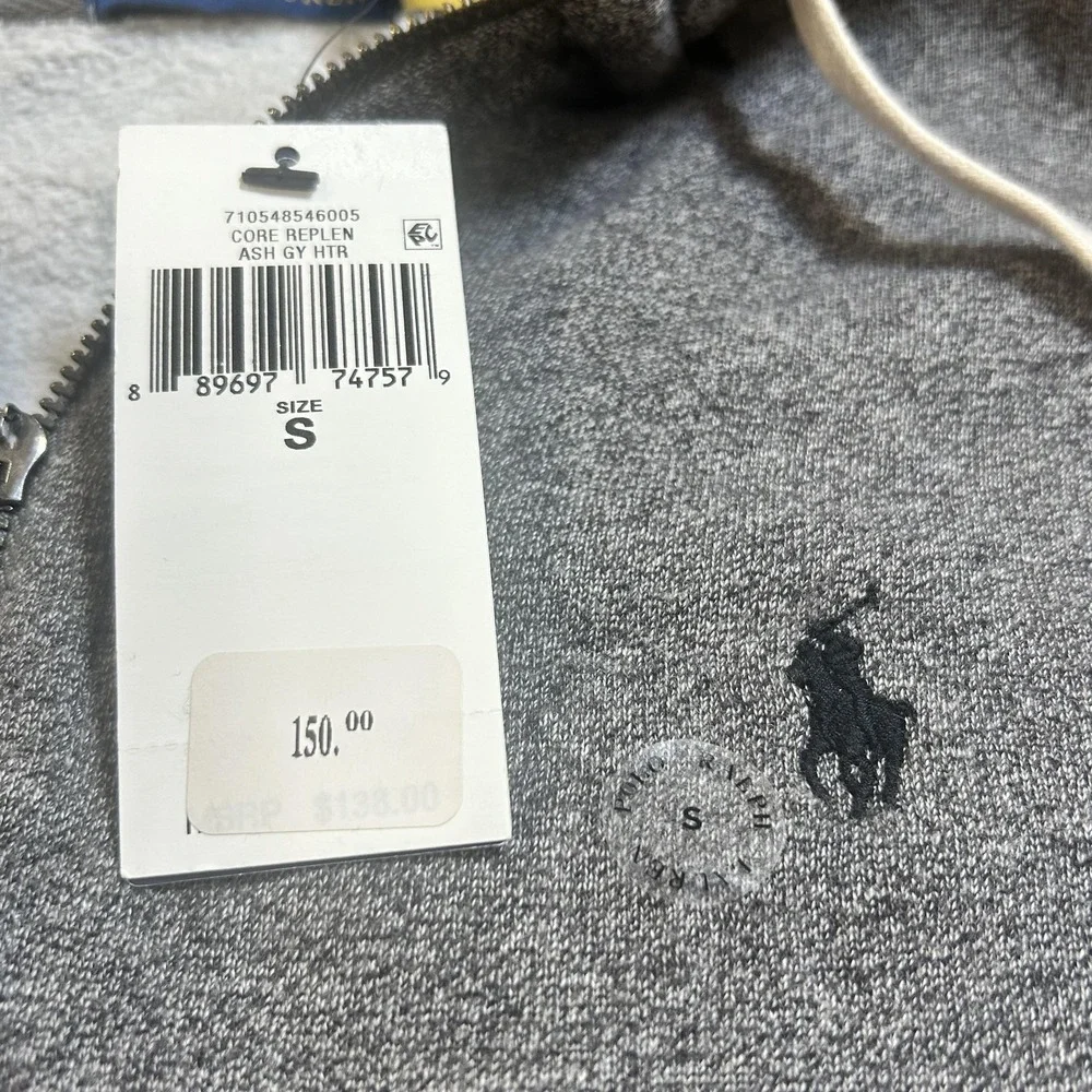 Polo Ralph Lauren Hoodie Mens S Gray Fleece Full Zip Logo NWT *NO ZIPPER PULL